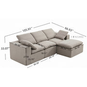 Luna Compressed Cloud Sectional Sofa - Small Size