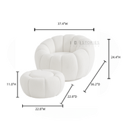 Sable Chair with Ottoman White