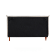 Rafiel Modern Bed Frame – Soft Oatmeal Fabric & Solid Wood Design