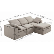 Luna Compressed Cloud Sectional Sofa - Large Size