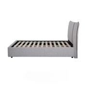 Ashora Bed Frame – Solid Wood Frame with Grey Upholstered Headboard