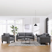 Asha Sofa Dark Grey With Wooden Leg