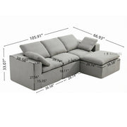 Luna Compressed Cloud Sectional Sofa - Small Size