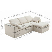 Luna Compressed Cloud Sectional Sofa - Small Size