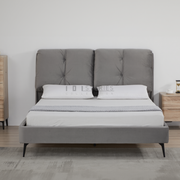 Zephryn Bed Frame – Solid Wood Structure with Metal Legs